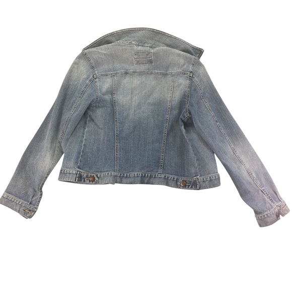 Loft Sz SP Denim Jacket Trucker Short/Crop Medium Wash Casual Classic Boho Chic - Picture 5 of 10